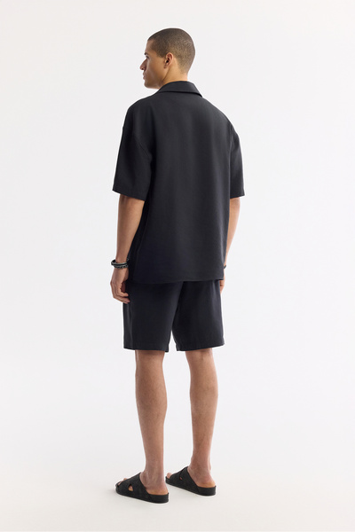 Avva Men's Black Polo Neck Soft Touch Short Sleeve Comfort Fit Shirt A51Y2140