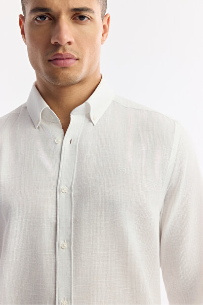 Avva Men's White Button down Collar Easy Iron Cotton Regular Fit Shirt A51Y2130