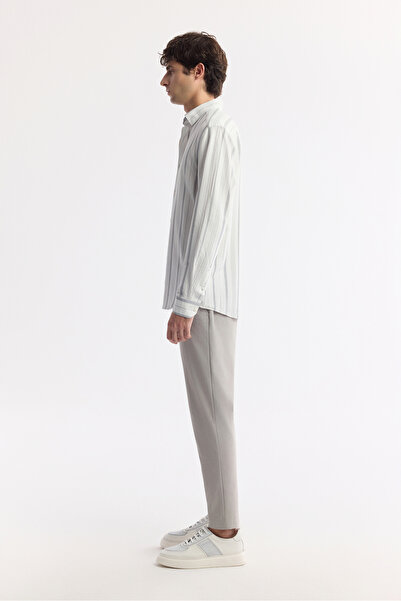 Avva Чоловіча сіра сорочка з британським коміром, гофрована, у смужку, прямий крій A51Y2094