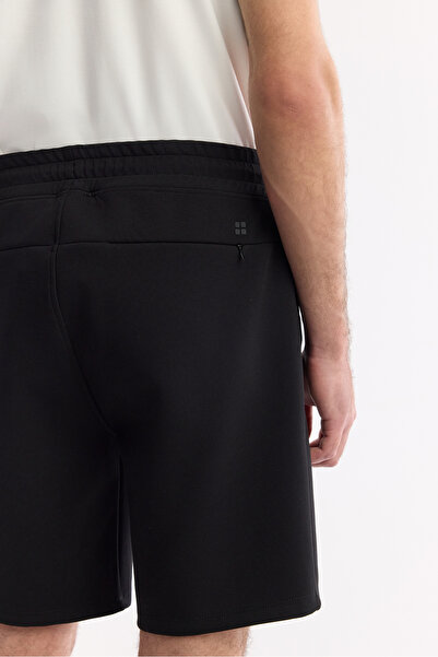 Avva Erkek Siyah Beli Lastikli Bağcıklı Bi-Stretch İnterlok Regular Fit Şort A51Y3631