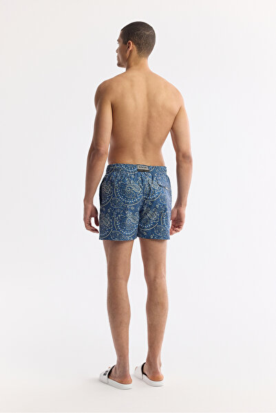 Avva Erkek İndigo Hızlı Kuruyan Baskılı Çantalı Relaxed Fit Relaxed Fit Deniz Şortu A51Y3810