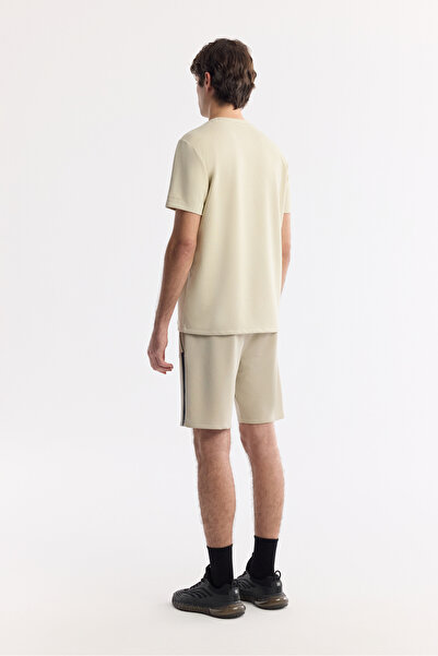 Avva Men's Beige Crew Neck Printed Bi-Stretch Interlock Regular Fit T-Shirt A51Y1131