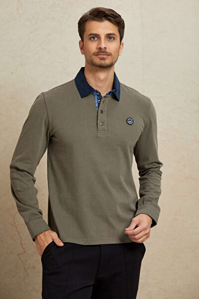 SMILE سويت شيرت أليزيو كاكي 100% قطن