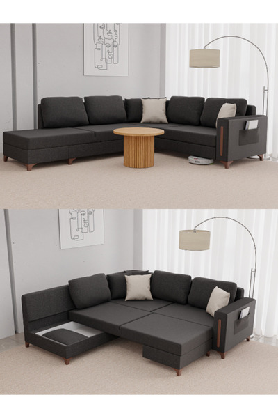 DİAVSE EV & YAŞAM Livya Köşe Koltuk Takımı Antrasit