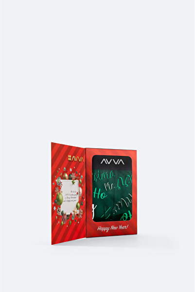 Avva Ανδρικό μπόξερ με πράσινο χριστουγεννιάτικο σχέδιο, ειδικό κουτί, μονό, κανονική εφαρμογή A42Y9520