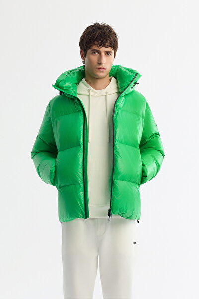 Avva Men's Green Hooded Goose down Water Repellent Windproof -20 ° C Durable Inflatable Coat A42Y6182