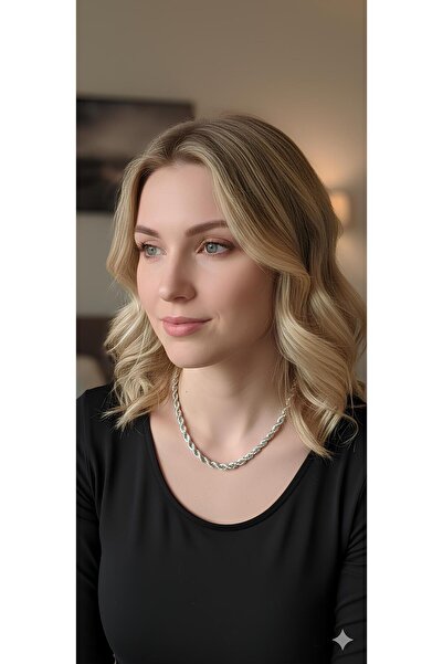 Bontexs قلادة تويست من الفولاذ المقاوم للصدأ باللون الفضي السميك للجنسين