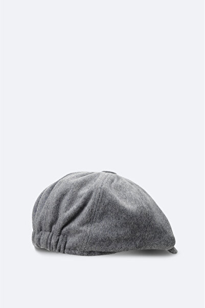 Avva Men's Gray Wool Blend Buttoned Cap Hat A42Y9272