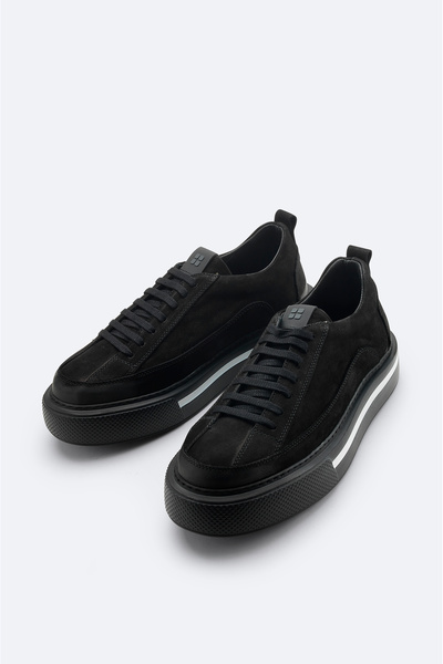 Avva Erkek Siyah %100 Deri Esnek Taban Hafif Casual Ayakkabı A42Y8001