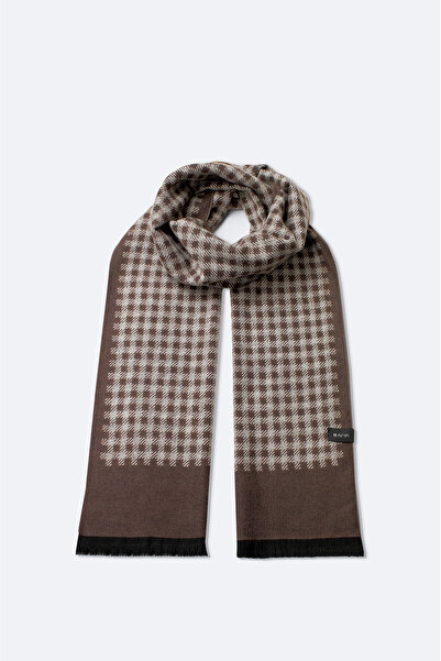 Avva Ανδρικό σάλι με μοτίβο με φούντες από βισκόζη βιζόν A42Y9407