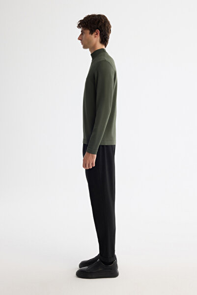 Avva Men's Khaki Half Turtleneck Rayon Knitwear Regular Fit Sweater A42Y5100
