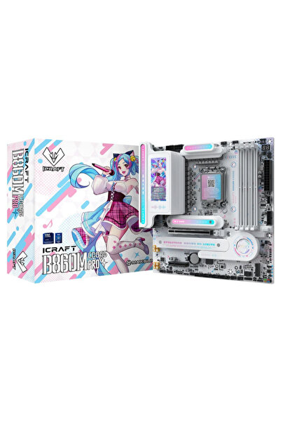 MAXSUN mxn-80 İCraft B860M Cross PRO WIFI LGA1851 DDR5 8000Mhz M.2 HDMI mAtx Intel Anakart Beyaz