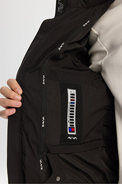 Avva Men's Black Departure Hooded Water Repellent Windproof Goose down Puffer Ski Jacket A42Y6158