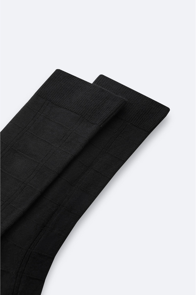 Avva Men's Black Patterned Bamboo Socks A42Y8513