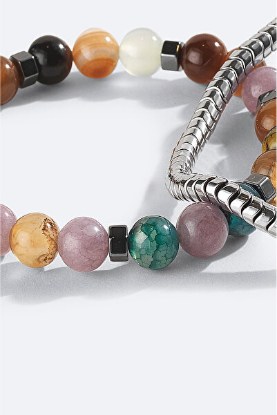 Avva Men's Anthracite Hematite Stone 2-Piece Bracelet A42Y9607