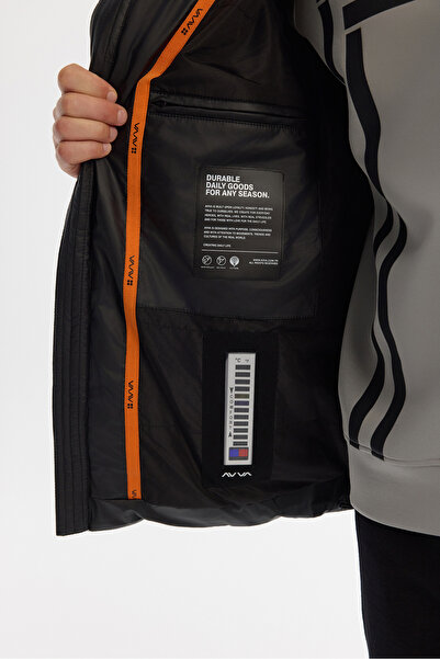 Avva Erkek Siyah Kapüşonlu Su İtici Rüzgar Geçirmez Şişme Comfort Fit Mont A42Y6105