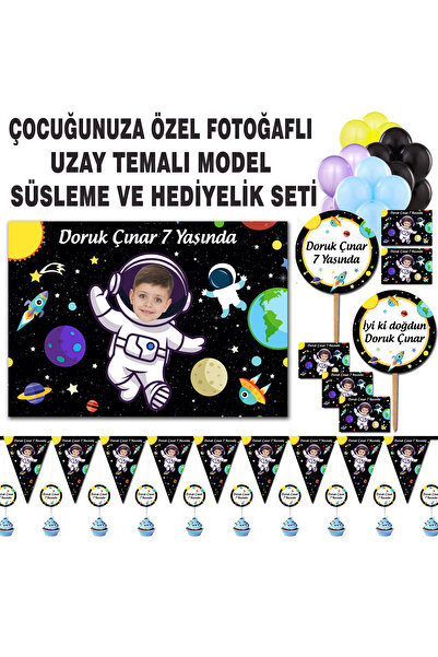 Sunligo Uzay Teması Doğum Günü Seti Afiş, Magnet, Flama, Konuşma Balonu, İkra...