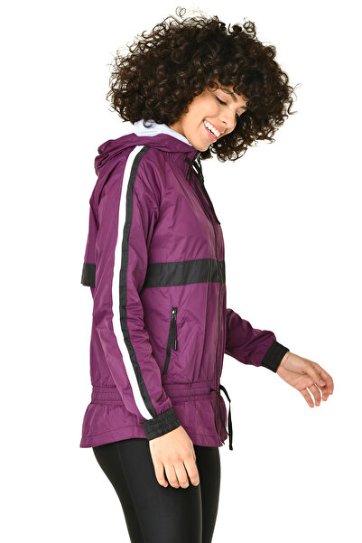 bilcee Women's Purple Hooded Drawstring Pocket Slim Fit Sweatshirt 3512