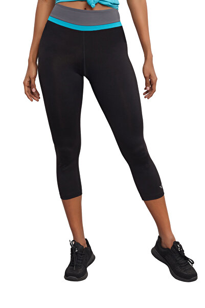 bilcee Women's Black-Blue High Waist 3/4 Short Stretchy and Recovery Solid Color Casual Sports Leggings 7118