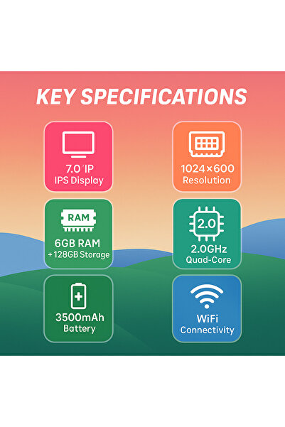 OTEETO Tab 73 Kids Tablet (Red) — 7.0" IPS, 6GB RAM, 128GB ROM, Quad-Core, 3500mAh, Android 13