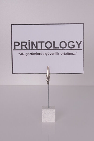 Printology Metal Not Tutucu Metal Kıskançlı Notluk Mermer Desenli Masaüstü Not Tutacağı