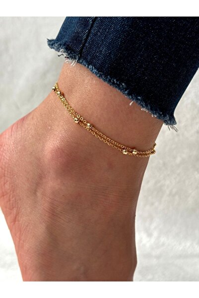 HERCY Altın Kaplama Top Halhal | Gold Top Top Halhal | Gold Zincir Halhal