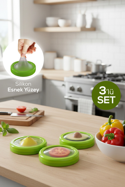 Vienev Set de protecție pentru frigider verde din 3 piese - Cutii de depozitare pentru lămâie, ceapă, roșii