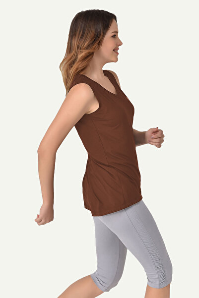 bilcee Γυναικείο αθλητικό και καθημερινό μπλουζάκι με λαιμόκοψη σε σχήμα V με μακρύ πίσω μέρος, άνετο και άνετο 8621