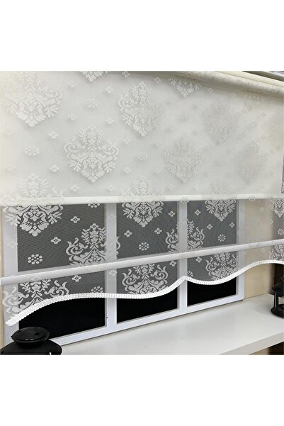 StorBurada Çift Mekanizmalı Ekru Tül Perde ve Ekru Stor Perde ST 121