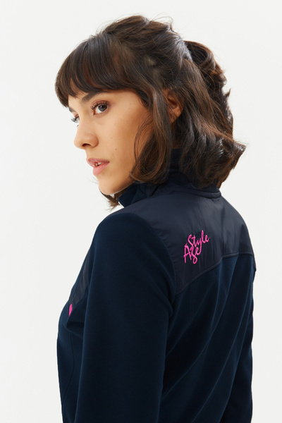 bilcee Top de trening pentru femei, albastru închis, cu fermoar - 0153