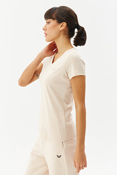 bilcee Γυναικείο κοντομάνικο μπλουζάκι με λαιμόκοψη V 100% βαμβάκι 8087