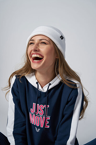 bilcee Women's Navy Blue Hooded Drawstring Sweatshirt Set 1663