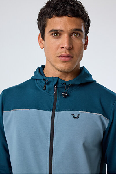 bilcee Ανδρικό κοστούμι φόρμας με μπλε κουκούλα από καουτσούκ 0785