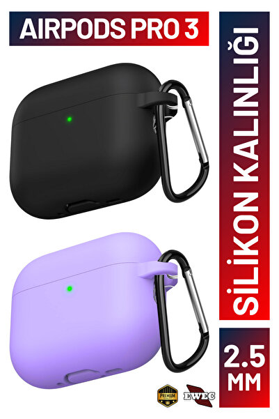 EWEC مجموعة من اثنين |   برو 3. غطاء سماعات أذن من السيليكون الفاخر باللونين الأسود والأرجواني المتوافق مع نيسيل (سمك 2.5 مم)