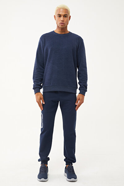 bilcee Чоловічий синій світшот з коміром-стійкою та м'якою текстурою 1664