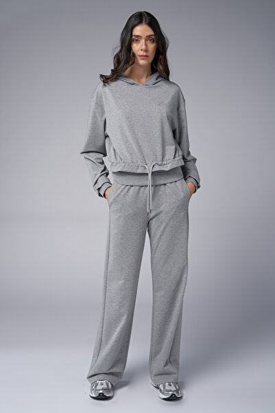 bilcee Γυναικείο Σετ παντελονιού με στάμπα σε γκρι μελανζέ πέτρα 4043