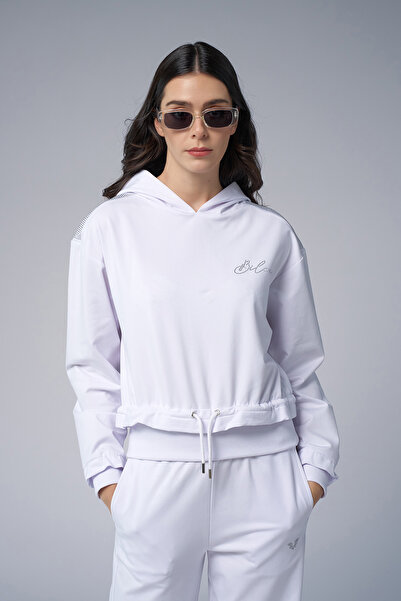 bilcee Γυναικείο Σετ Παντελόνι Φούτερ με στάμπα από λευκή πέτρα 4043