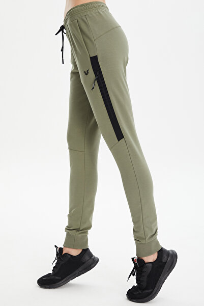 bilcee Γυναικείο πράσινο βαμβακερό αθλητικό παντελόνι με ραβδώσεις 0807