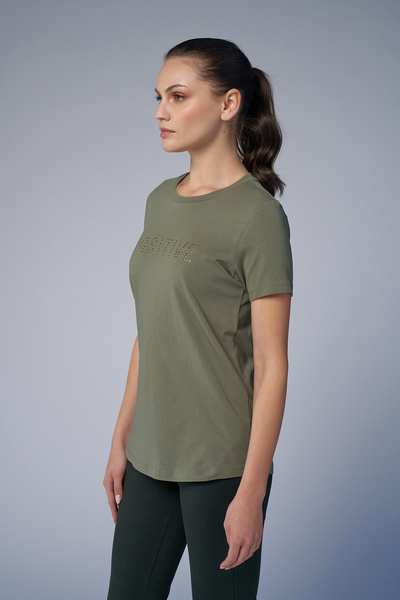 bilcee Γυναικείο πράσινο γεωμετρικό μπλουζάκι 4176