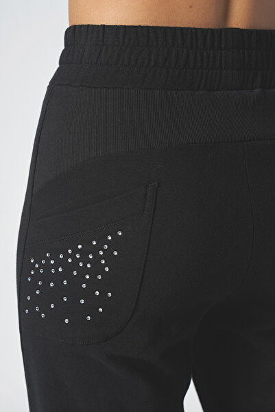 bilcee Γυναικείο Μαύρο Μόδα Σετ Φούτερ από Μαλακό Υφασμάτινο Βουρτσισμένο Υφασμάτινο Σετ 4563