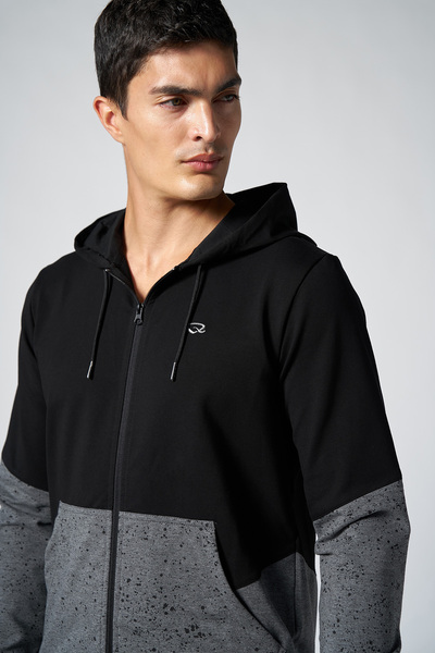 bilcee Ανδρικό σετ φόρμας με κουκούλα Quicktime σε σκούρο γκρι μελανζέ 7007