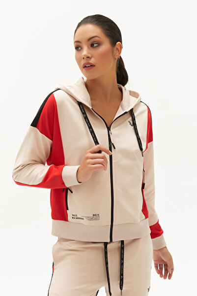bilcee Cream Hooded Zippered Tracksuit Set - Women 0459