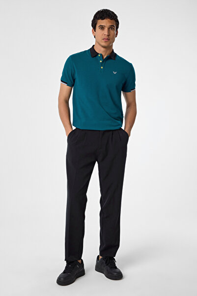 bilcee Петроль Кольоровий Чоловічий Поло Короткий Рукав Футболка 9710