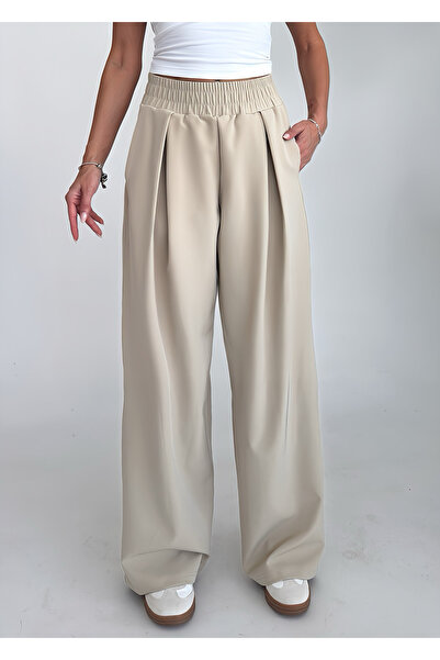 bilcee Women's Beige Design Palazzo Loose Trousers 4592