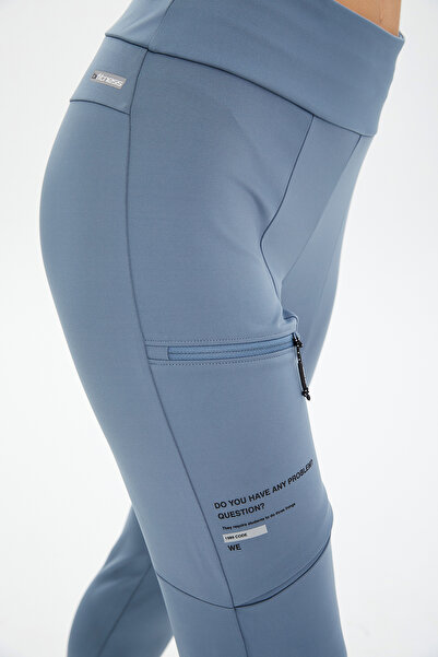 bilcee Μπλε ψηλόμεσο Lurex 0674 Παντελόνι εξωτερικού χώρου