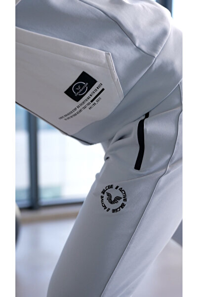 bilcee Men's White Hooded Lycra Cotton Tracksuit 1525