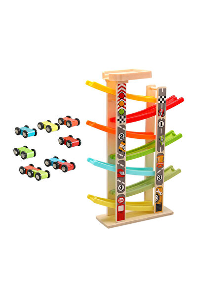 OEM Premium - Rampa - pista cu masinute din lemn, Circuit cu 7 piste