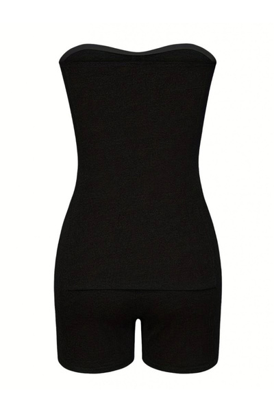 goopall Women's Two Side Slit Strapless Blouse Mini Leggings Camisole Double Set