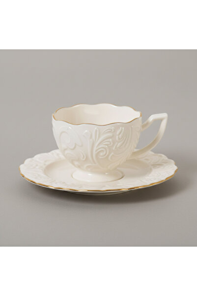 Frapan Home İpk 12 Parça 6 Kişilik Vintage Porselen Kahve Fincanı Takımı Altın Yaldız Gold