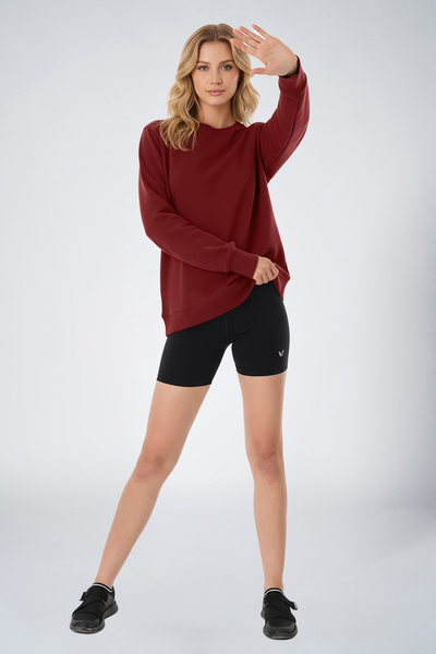 bilcee Peak Women's Rumba Dark Oversize Crew Neck Basic Sweatshirt 7015